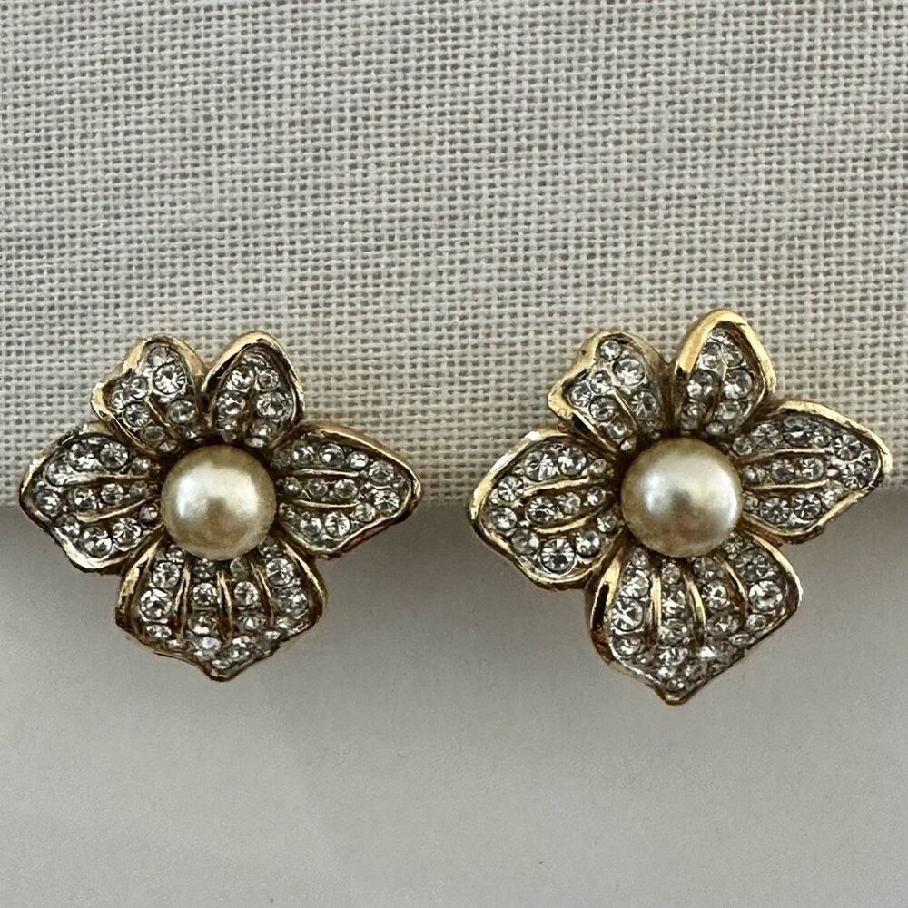 Attwood & Sawyer Crystal Orchid Clip-On Earrings